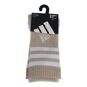 Adidas Womens ClimaCool Crew Socks 3 Pack Beige White Shoe Cushioned Breathable